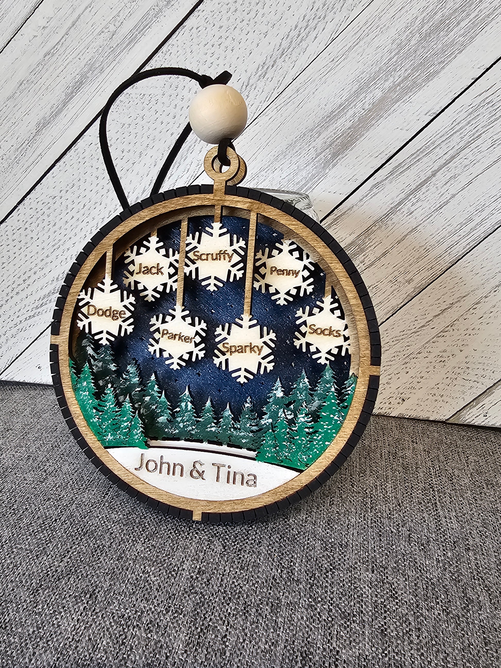 Custom Family Snowflake Christmas Ornament – Lighted or Unlit | Personalized with 2–7 Names