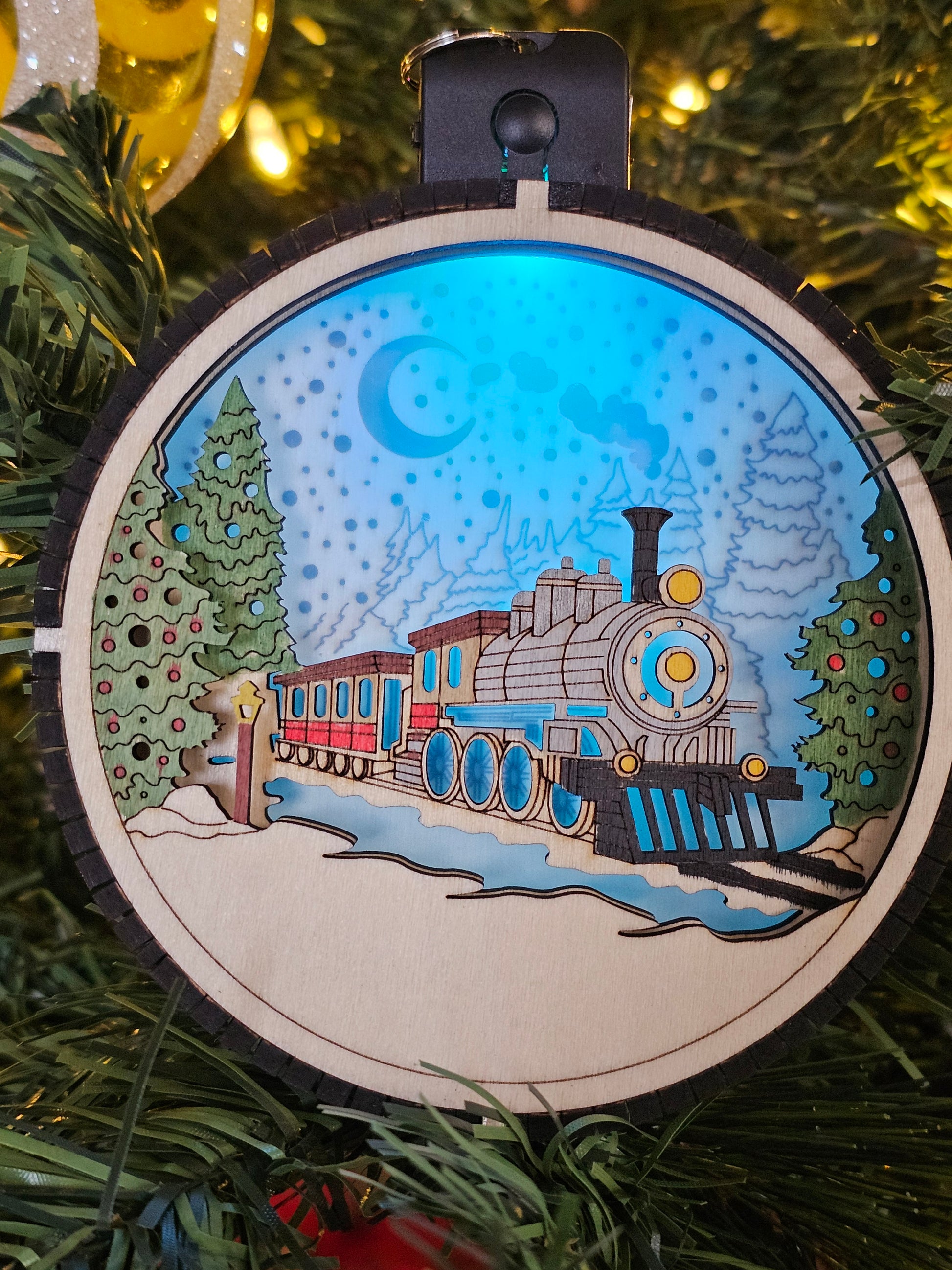 Lighted Train Christmas Ornament – Glowing Holiday Decor for Tree or Gift Giving