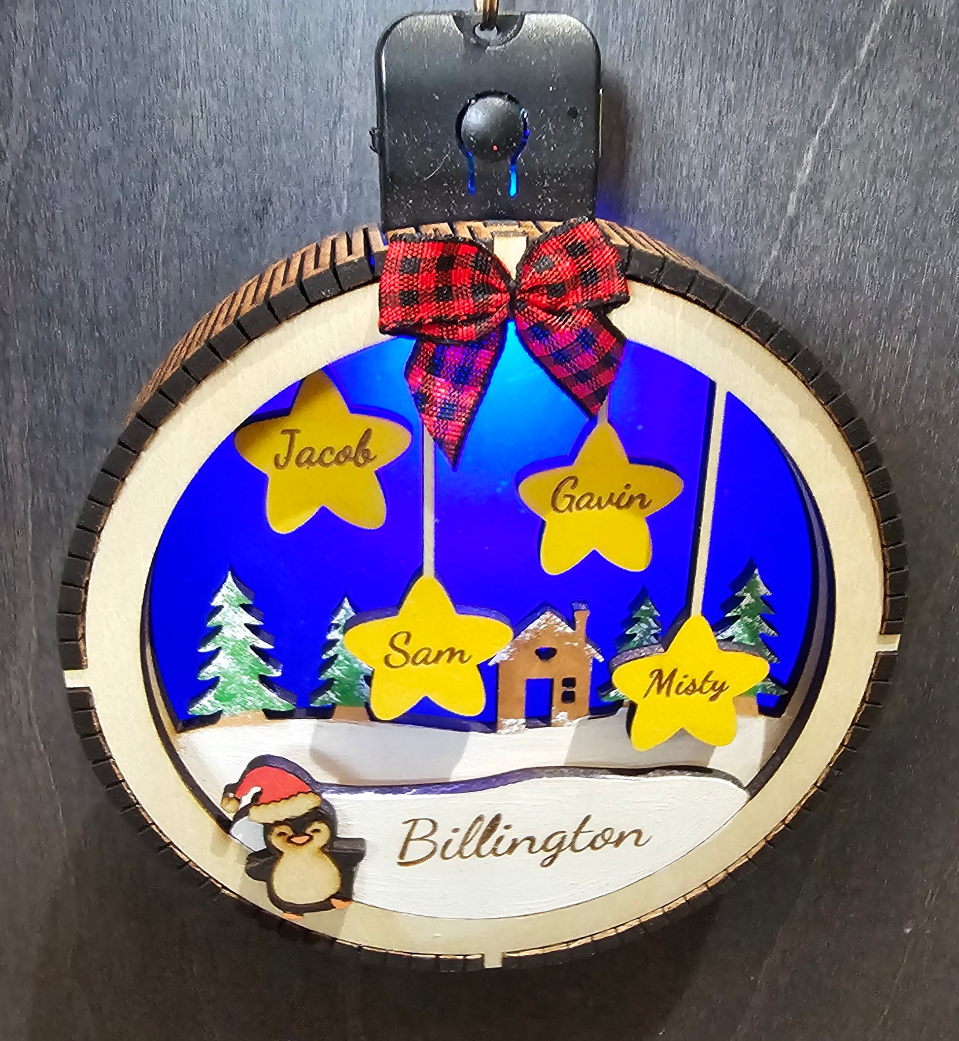 Personalized Family Christmas Ornament with Stars