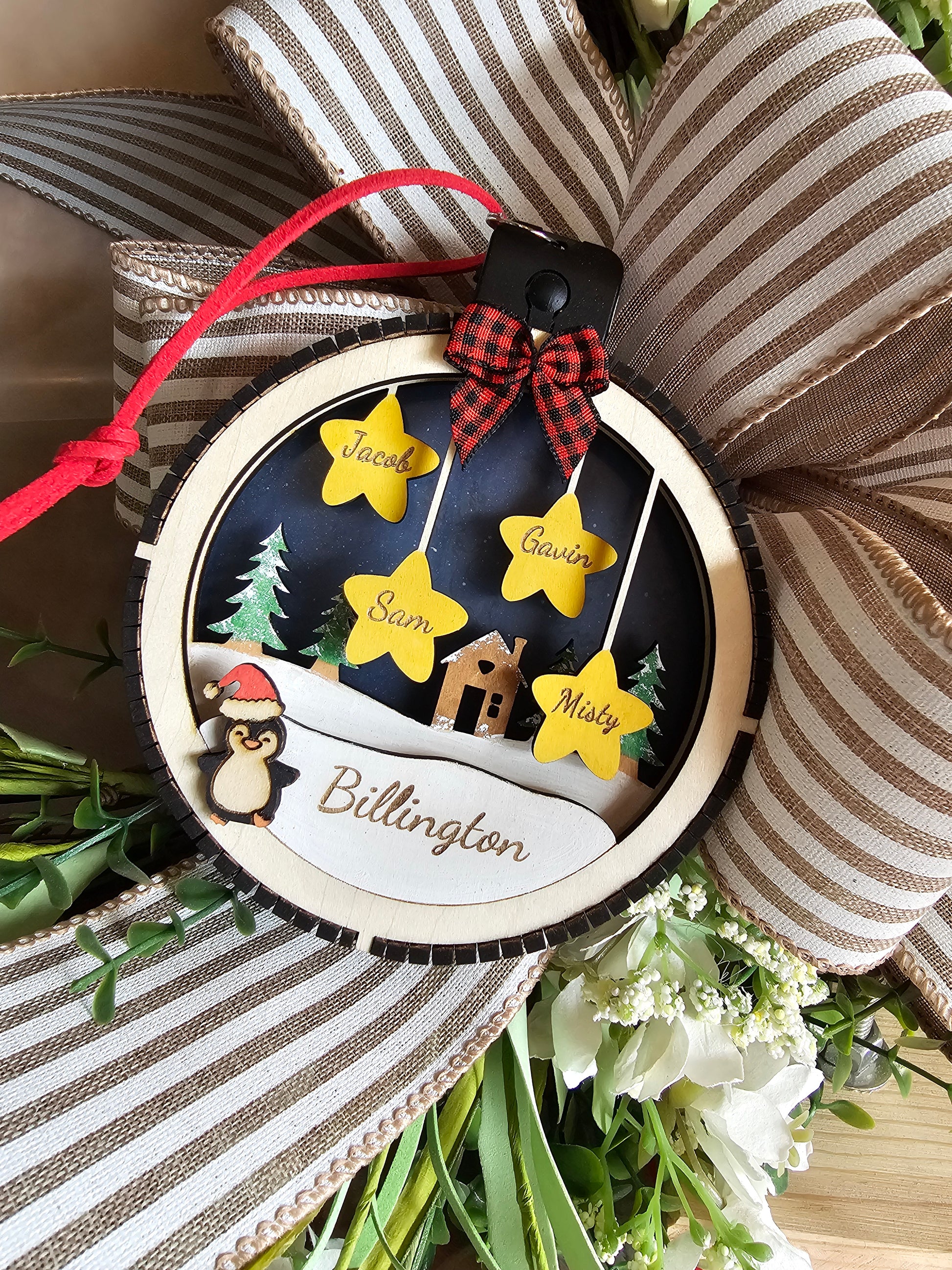 Personalized Family Christmas Ornament with Stars