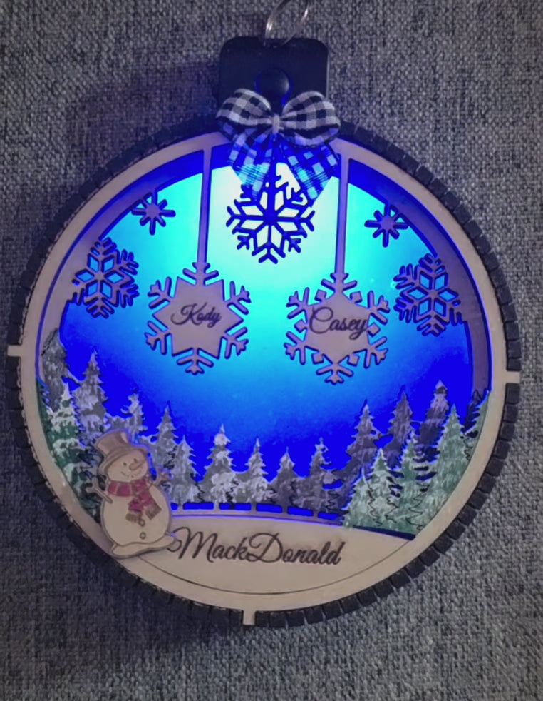 Custom Family Snowflake Christmas Ornament – Lighted or Unlit | Personalized with 1–7 Names