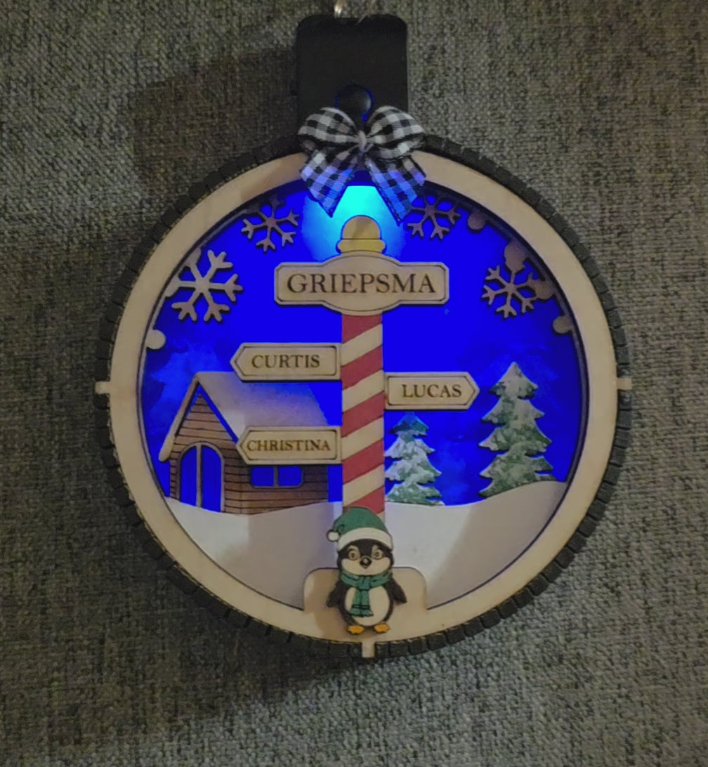Personalized Lighted North Pole Ornament