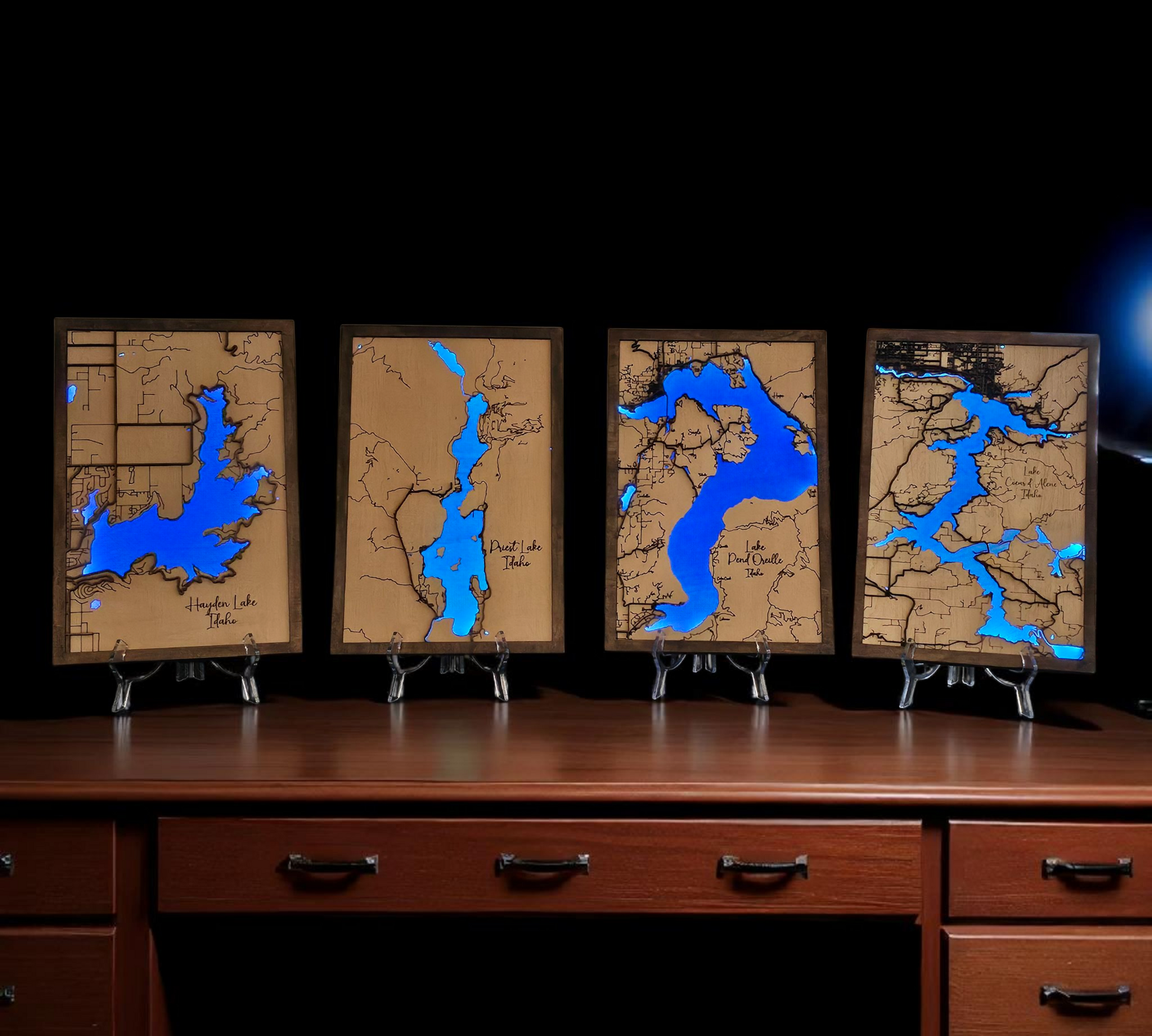 Lighted Lake, River and Ocean Maps