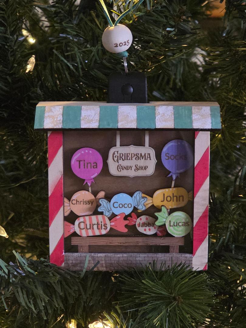 Lighted Personalized Candy Store / Sweet Shop Christmas Ornament