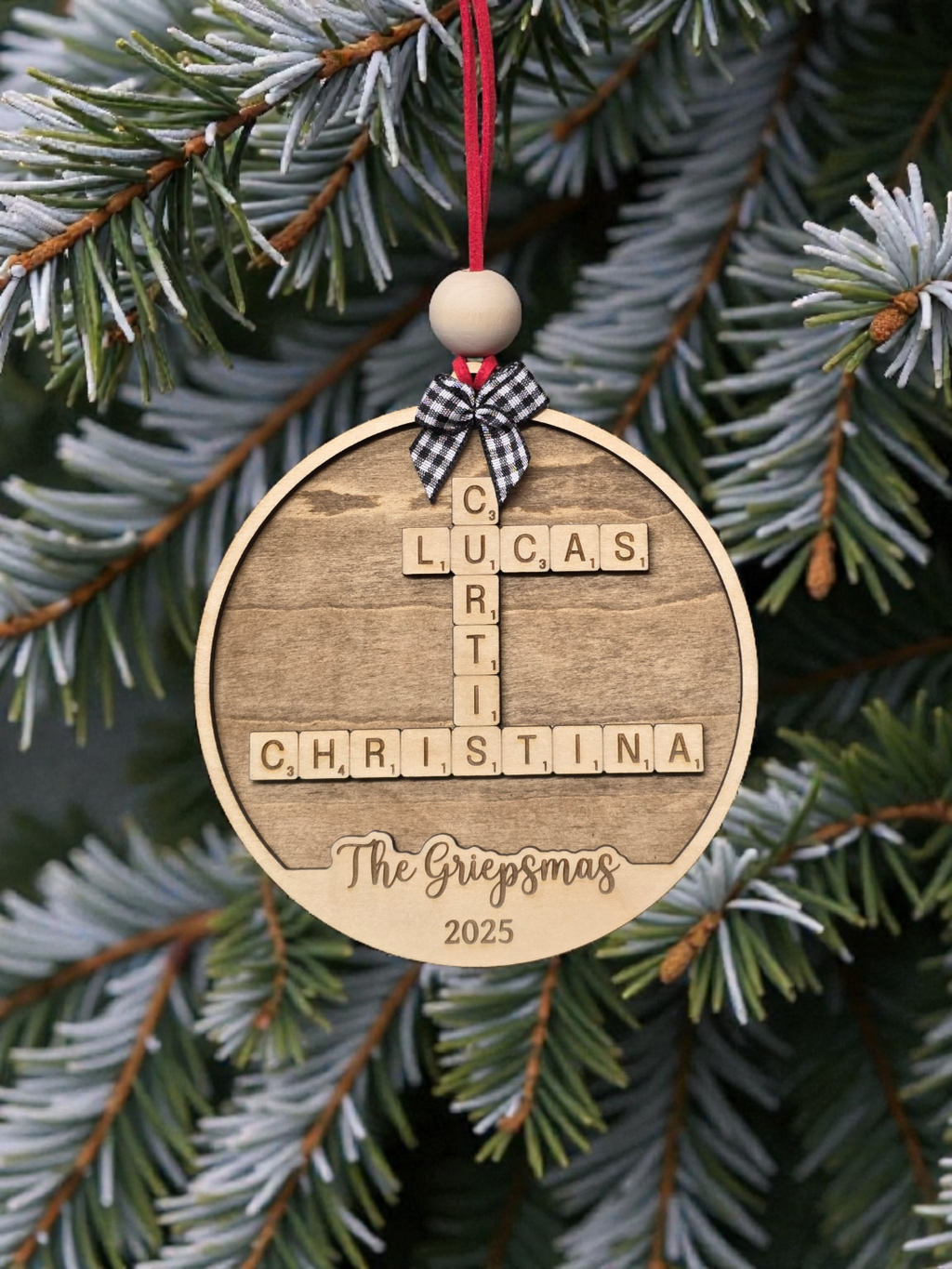 Personalized Family Scrabble Ornament – Custom Names Holiday Keepsake