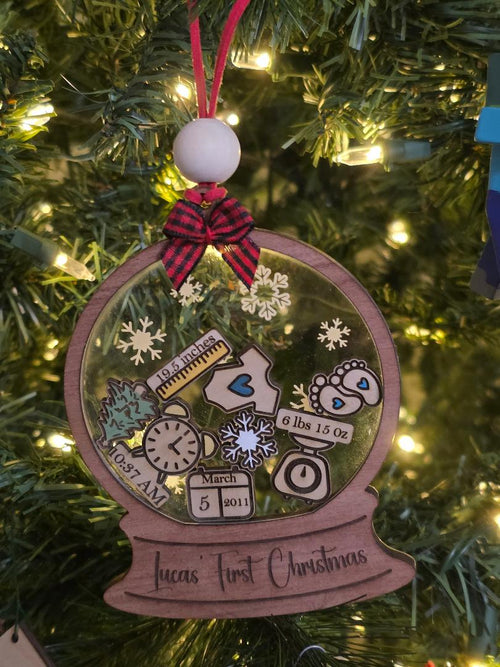 Baby’s First Christmas Ornament – Snow Globe
